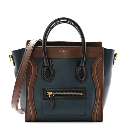 Celine Smooth Drummed Calfskin Nano Tri-Color Luggage Navy 1 of 11