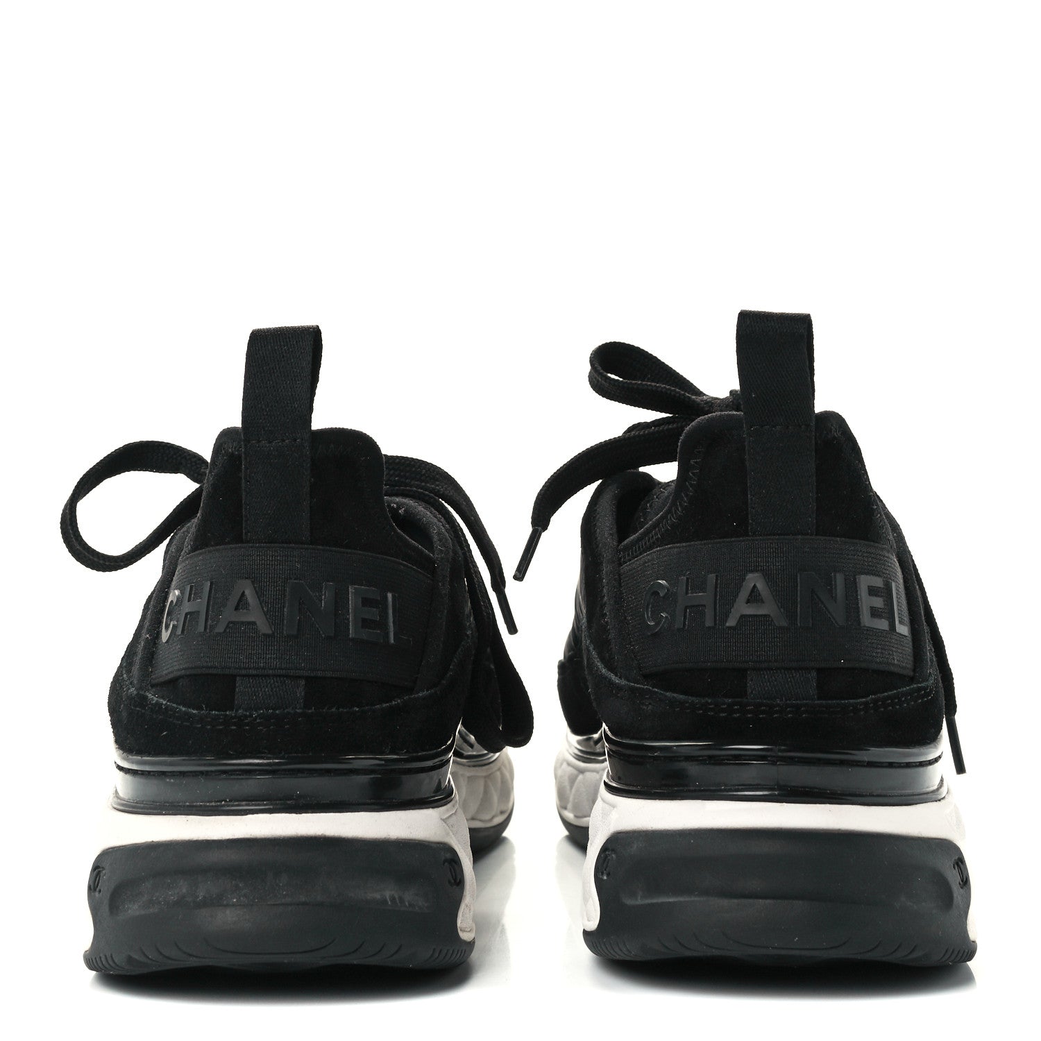 Chanel Velvet Calfskin Mixed Fibers CC Sneakers 41.5 Black 6 of 11