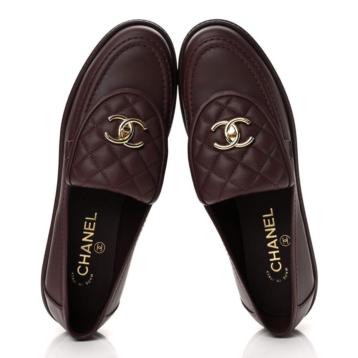 Chanel Lambskin Quilted CC Turnlock Loafers 40 Burgundy 2 of 10