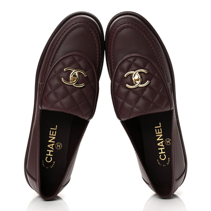 Chanel Lambskin Quilted CC Turnlock Loafers 40 Burgundy 2 of 10
