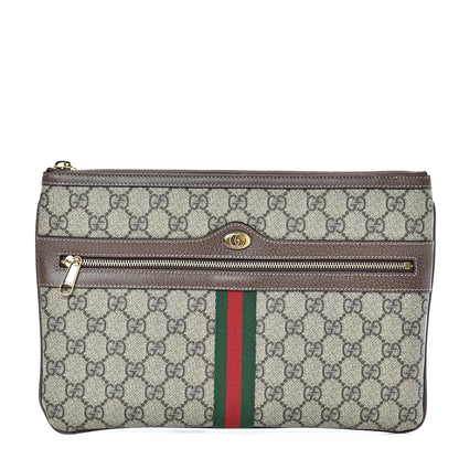Gucci GG Supreme Monogram Large Ophidia Pouch Clutch Brown 1 of 9