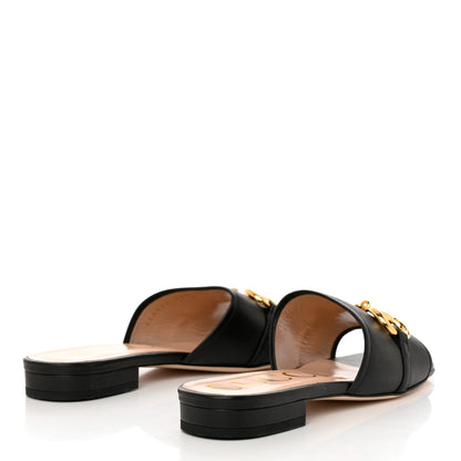 Gucci Nappa Horsebit Flat Slide Sandals 38.5 Black 4 of 9