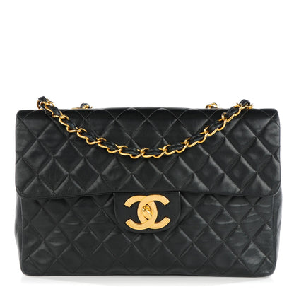 Chanel Lambskin Quilted XL Jumbo Single Flap Black 1 of 8