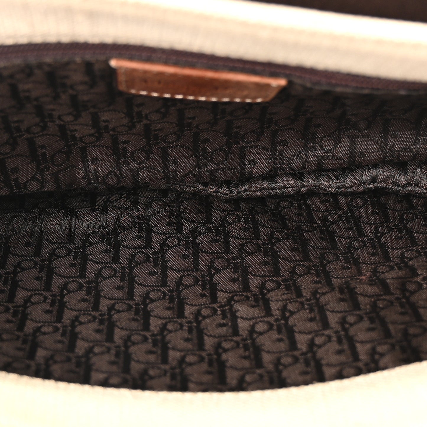 Calfskin Canvas Saddle Bag Beige