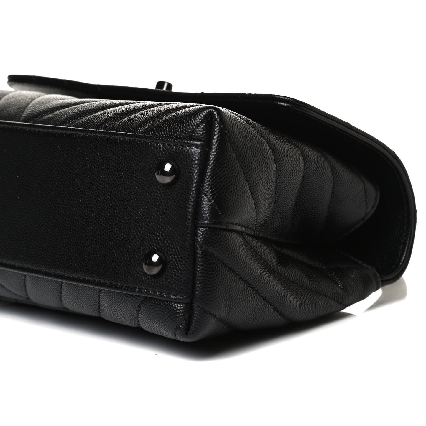 Caviar Chevron Quilted Mini Coco Handle Flap So Black