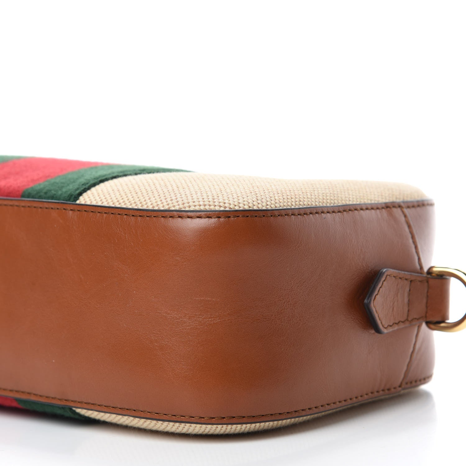 Gucci Vintage Canvas Web Shoulder Bag Sand Cuir 7 of 11