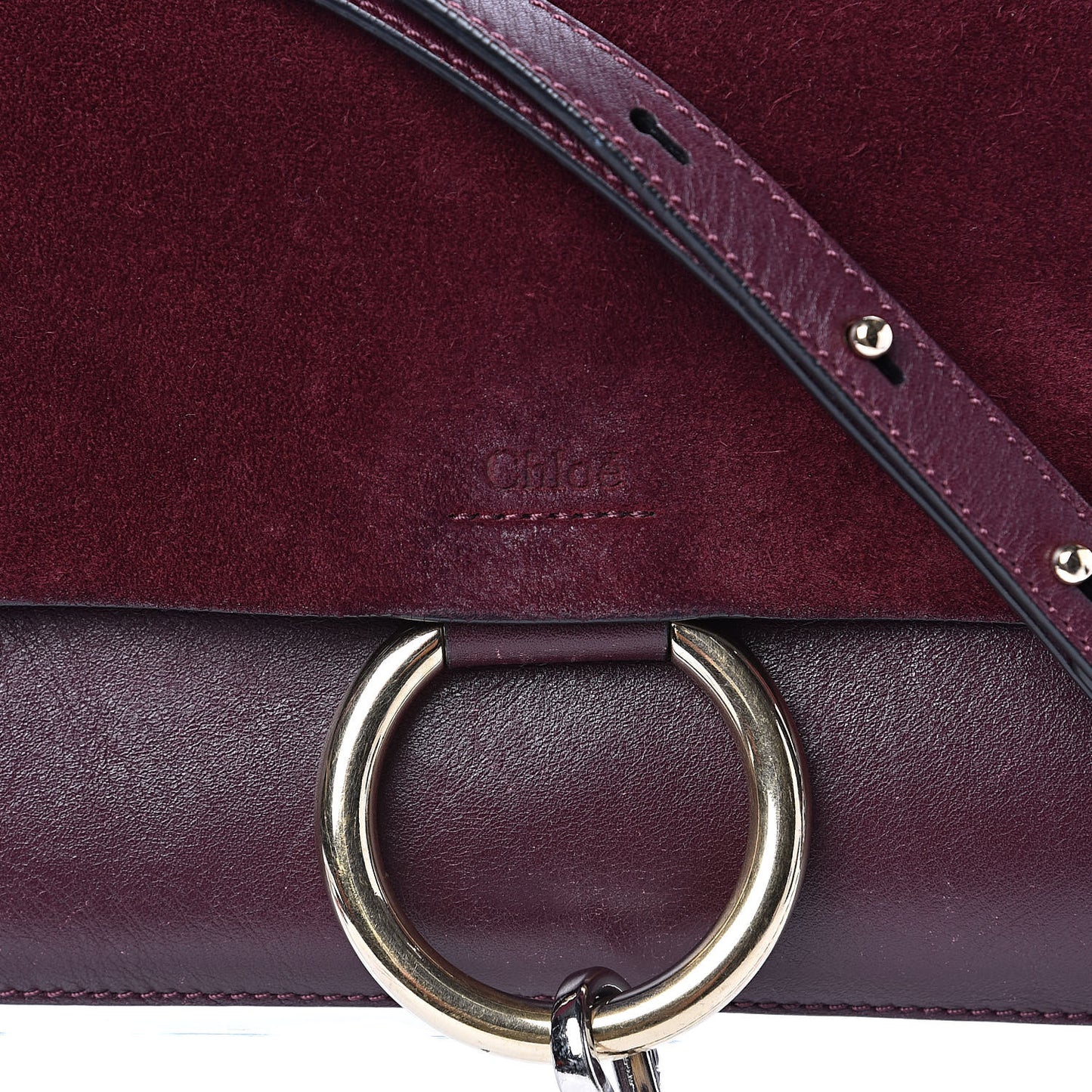Suede Calfskin Small Faye Shoulder Bag Plum Purple