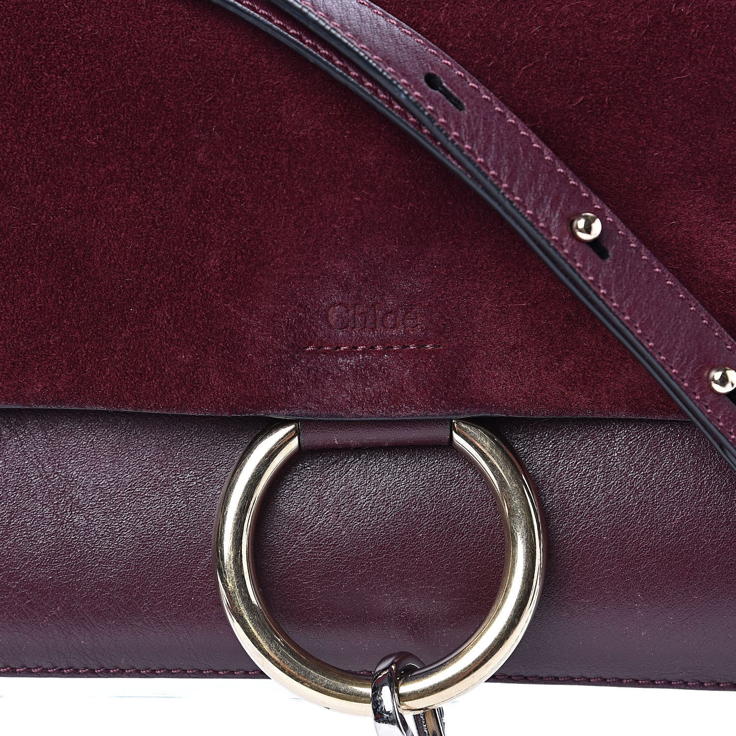 Chloe Suede Calfskin Small Faye Shoulder Bag Plum Purple 9 of 9