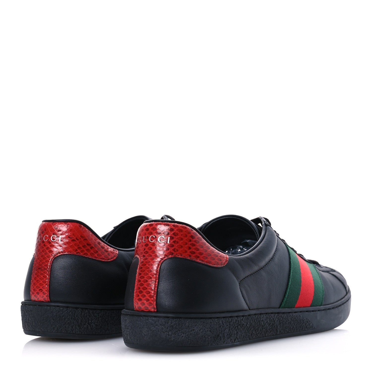 Gucci Miro Soft Calfskin Ayers Web Mens Ace Sneakers 10.5 Black Rosso 5 of 12