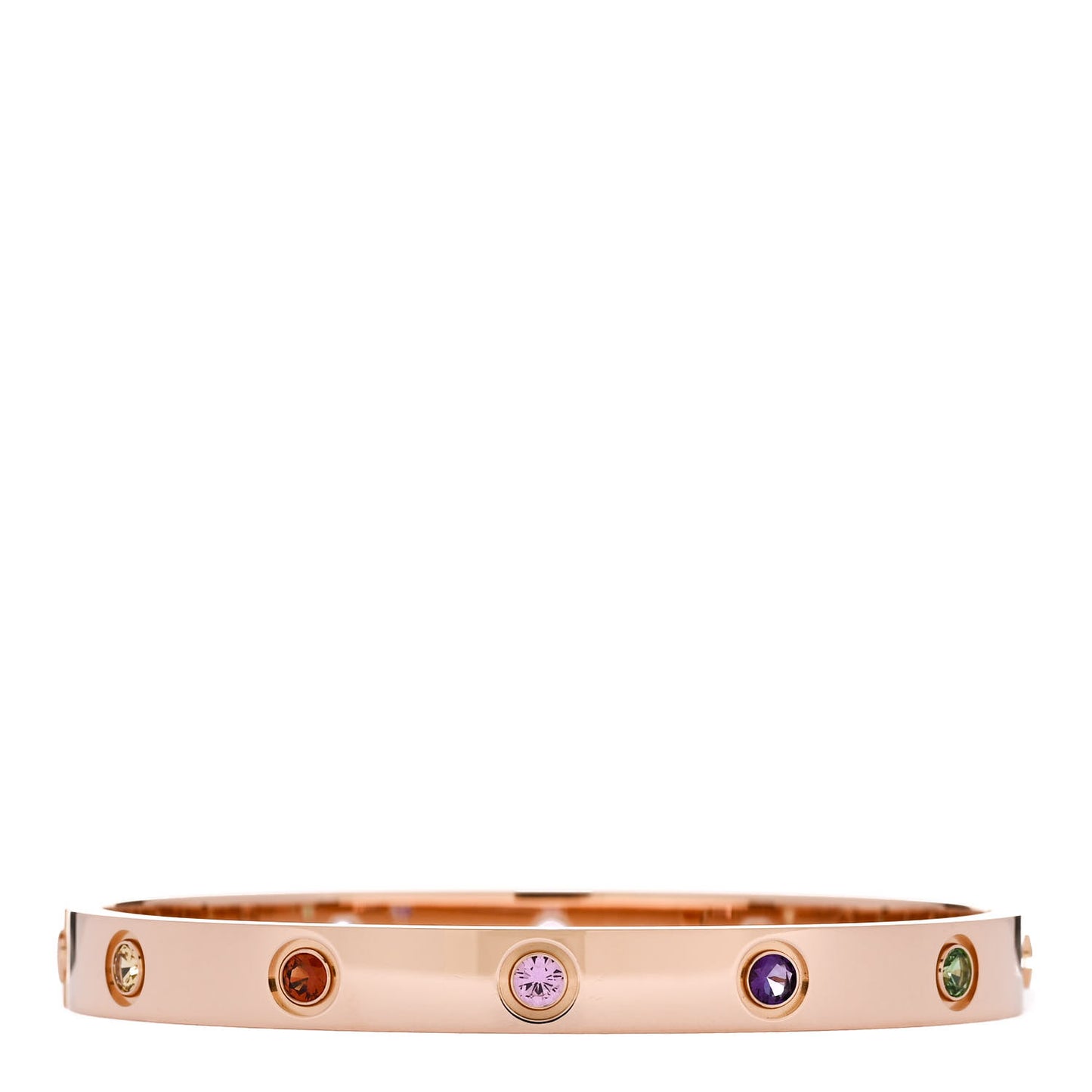 18K Pink Gold Sapphire Garnet Amethyst LOVE Bracelet 16