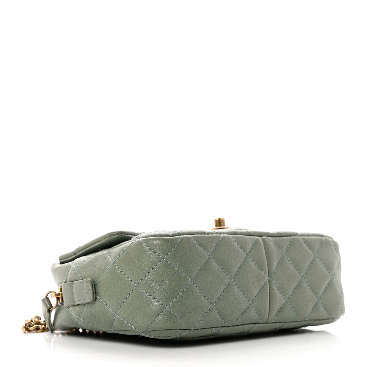 Chanel Sheepskin Quilted Trapezio Camera Case Green 3 of 9