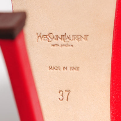 Saint Laurent Patent Pebbled Leather Tribute Two Platform Pumps 37 Rubis 6 of 6