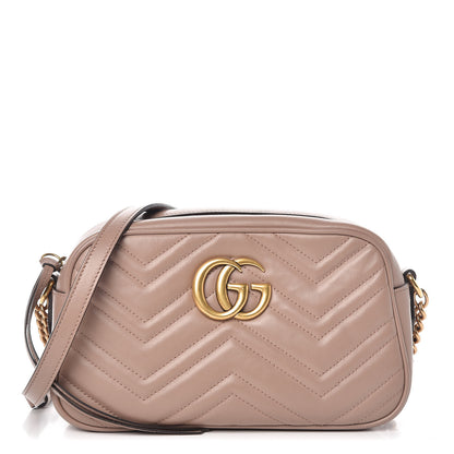 Gucci Calfskin Matelasse Small GG Marmont Chain Shoulder Bag Taupe 1 of 14