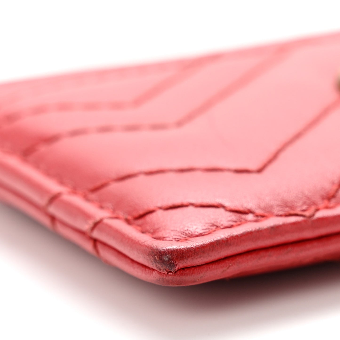 Calfskin Matelasse GG Marmont Card Holder Hibiscus Red