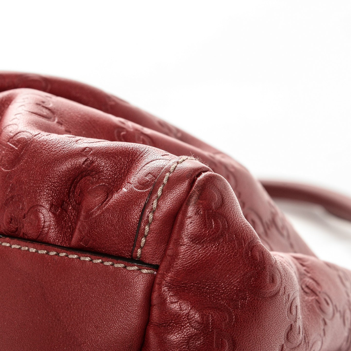 Guccissima Large D Gold Hobo Red