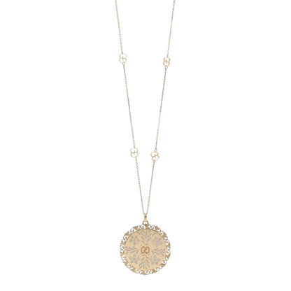 Gucci 18K Yellow Gold Enamel Icon Blooms Necklace White 1 of 5