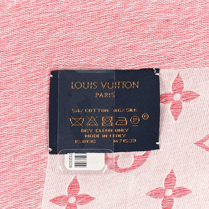 Louis Vuitton Wool Silk Monogram Denim Shawl Rouge 4 of 4