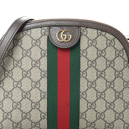 Gucci GG Supreme Monogram Textured Dollar Calfskin Web Small Ophidia Dome Shoulder Bag Beige Ebony New Acero 8 of 10