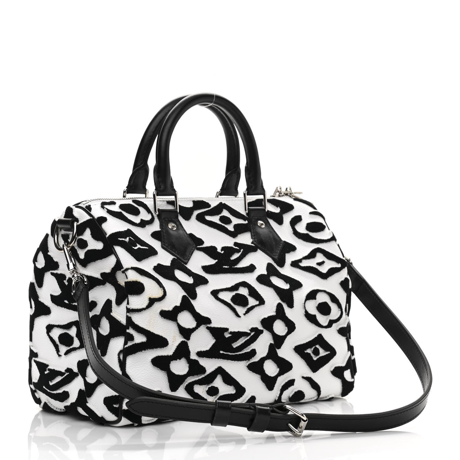 Louis Vuitton X UF Tufted Monogram Speedy Bandouliere 25 White Black 4 of 11