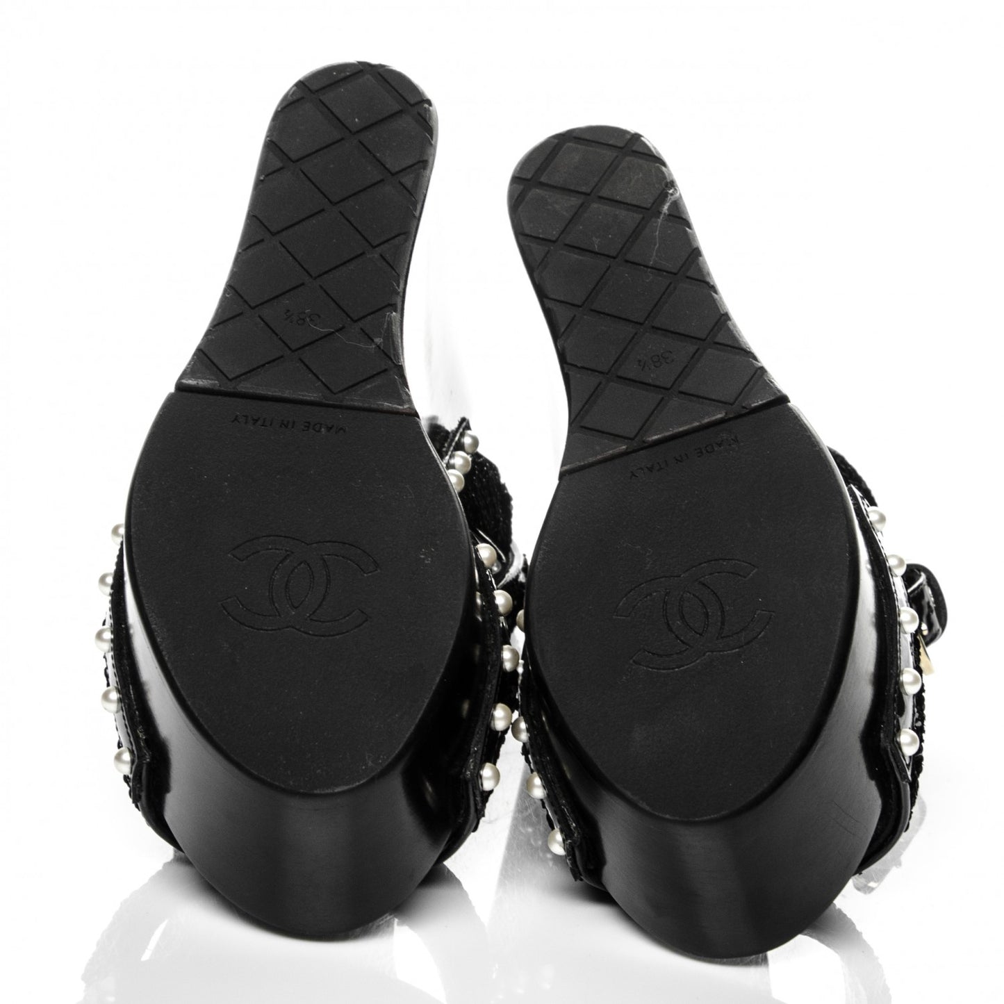 Sequin Wedge Sandals 38.5 Black