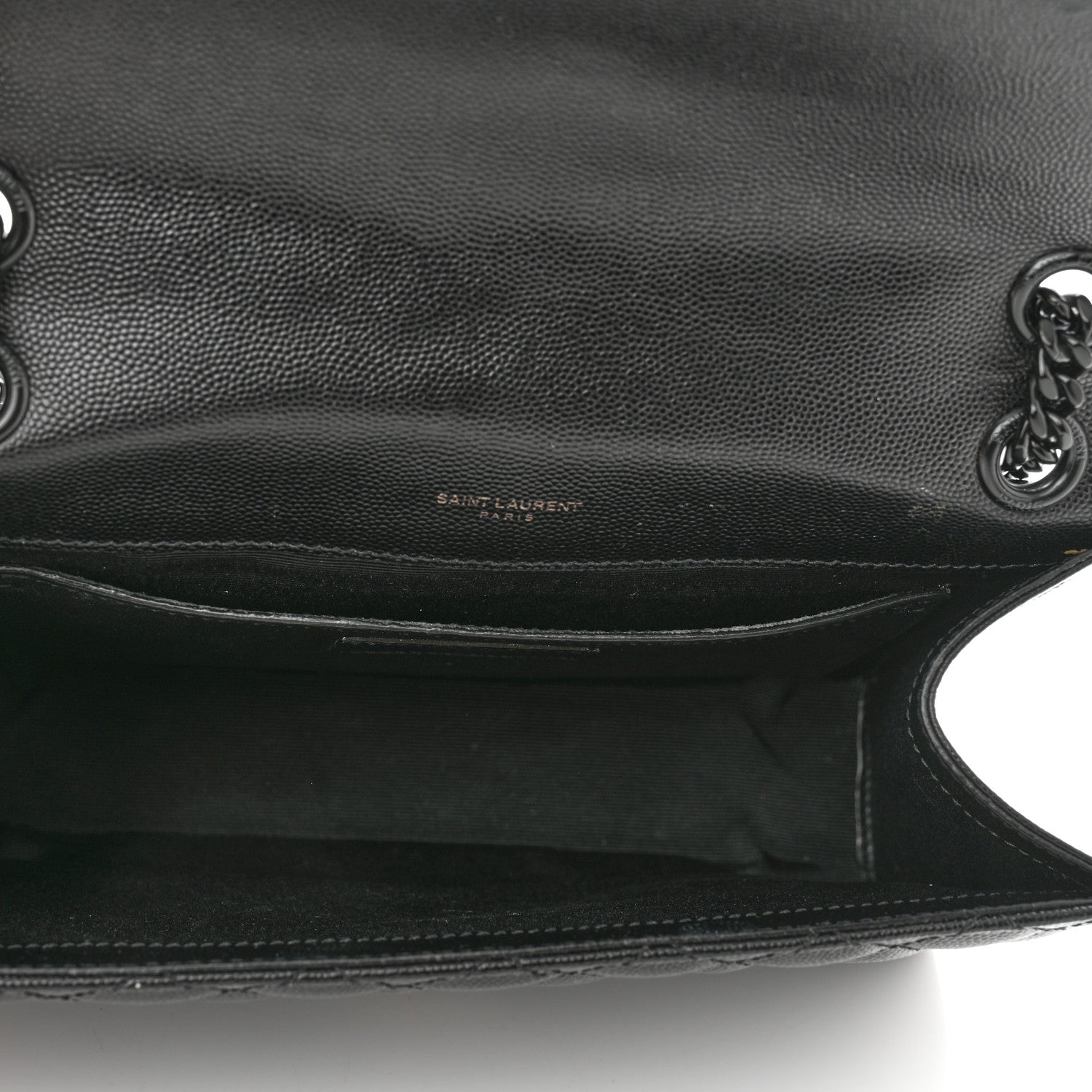 Saint Laurent Grain De Poudre Textured Mixed Matelasse Triquilt Medium Monogram Satchel Black 5 of 11
