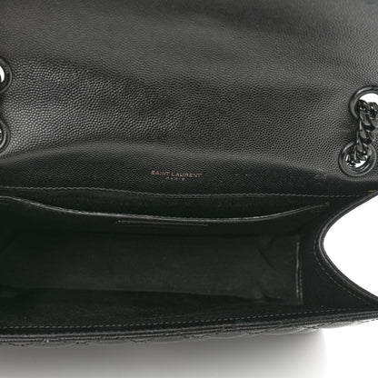 Saint Laurent Grain De Poudre Textured Mixed Matelasse Triquilt Medium Monogram Satchel Black 5 of 11
