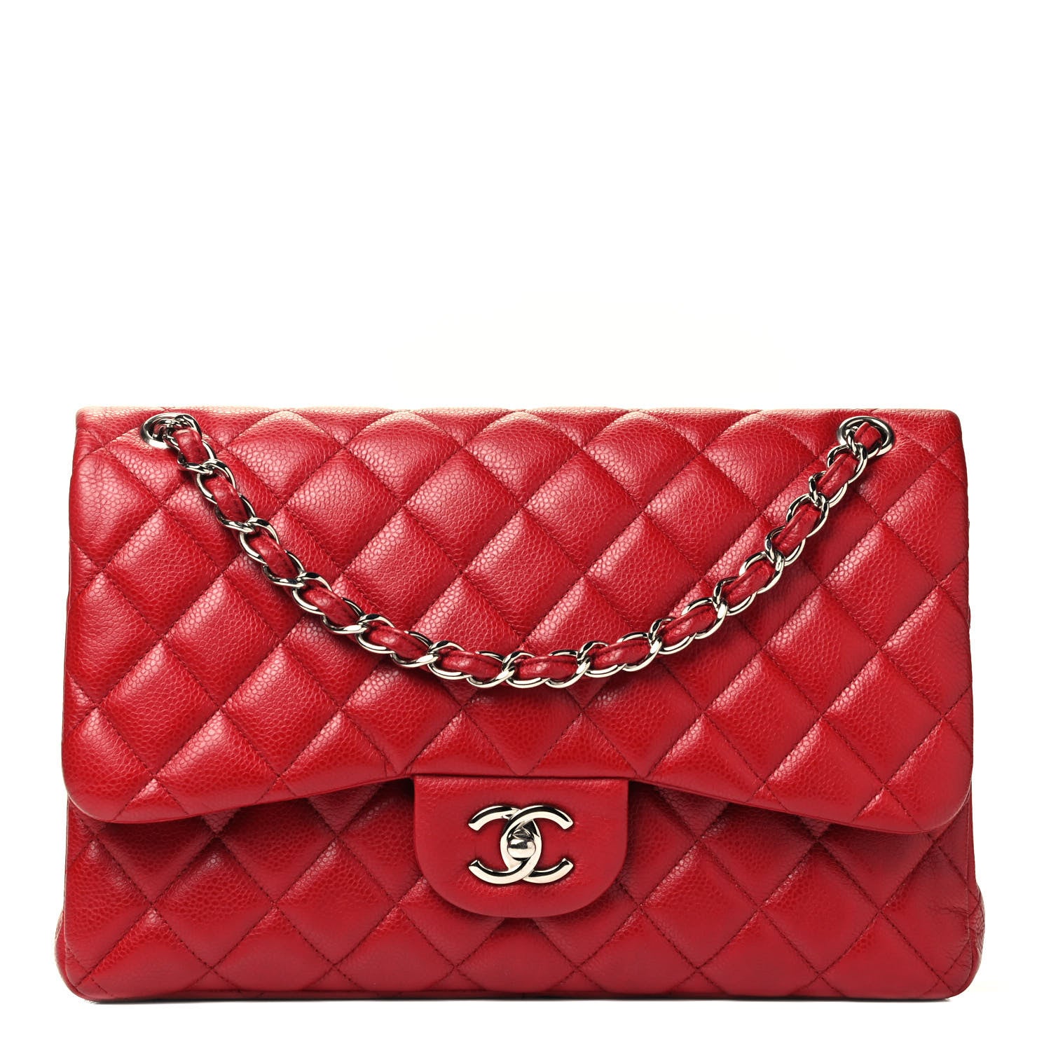 Chanel Caviar Quilted Jumbo Double Flap Red 1 of 5