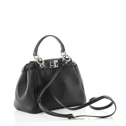 Fendi Nappa Karung Monster Eyes Mini Peekaboo Iconic Satchel Black Papavero 3 of 7