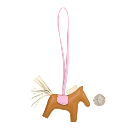 Hermes Milo Lambskin Grigri Rodeo Horse Bag Charm PM Sesame Mauve Sylvestre Craie 2 of 3