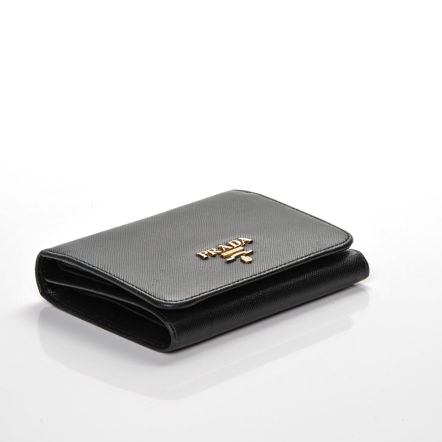 Saffiano Metal Tri-Fold Wallet Nero Black