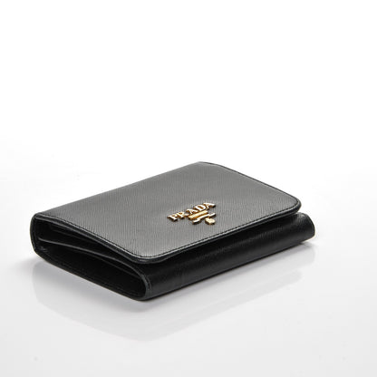 Prada Saffiano Metal Tri-Fold Wallet Nero Black 4 of 7