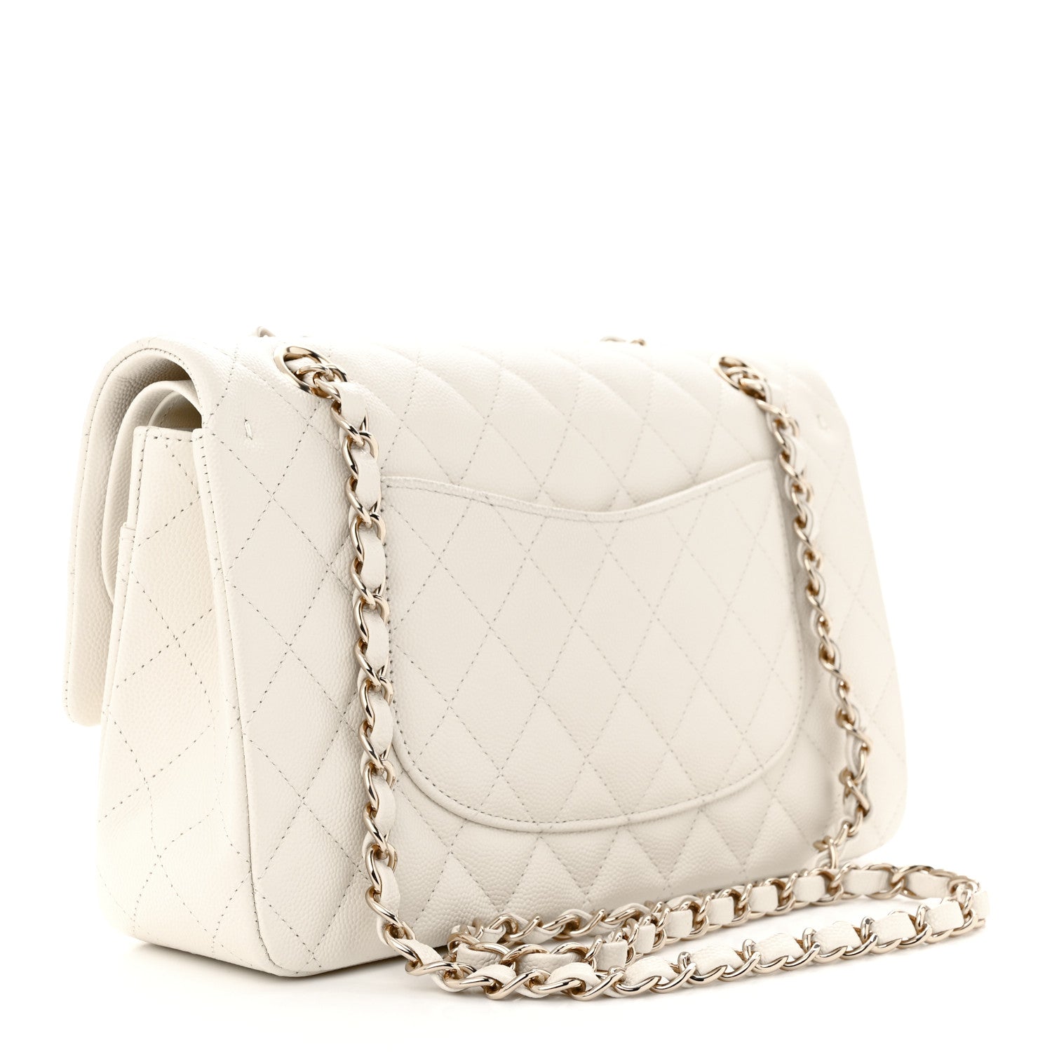 Chanel Caviar Quilted Medium Double Flap White 3 of 13