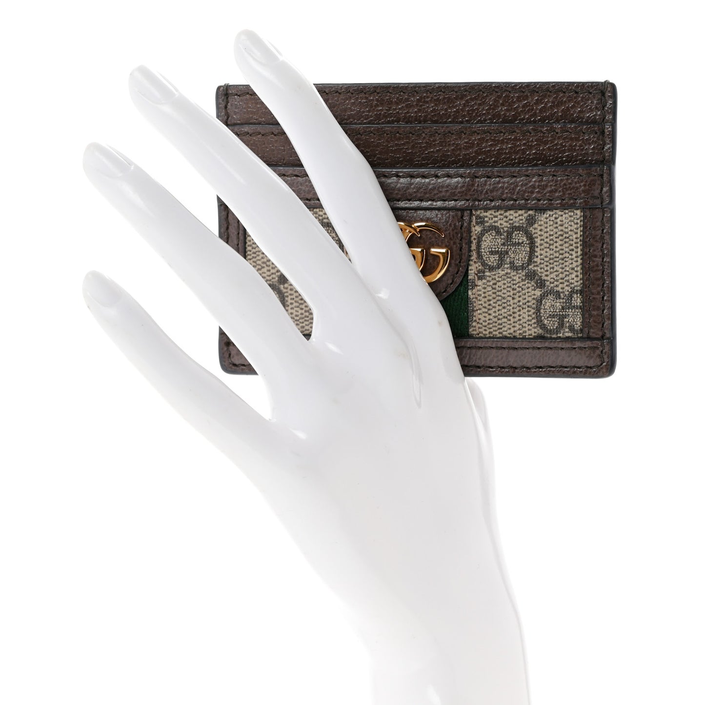 GG Supreme Monogram Ophidia Card Holder Brown