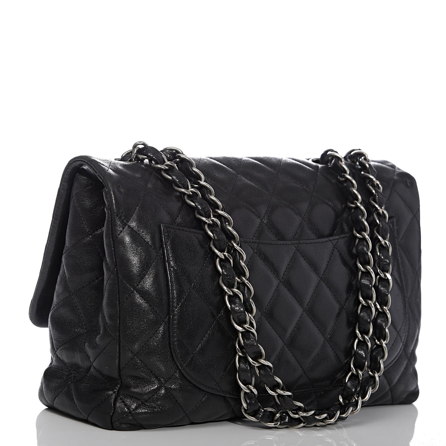 Washed Lambskin Quilted Jumbo Hybrid Reissue Flap Black