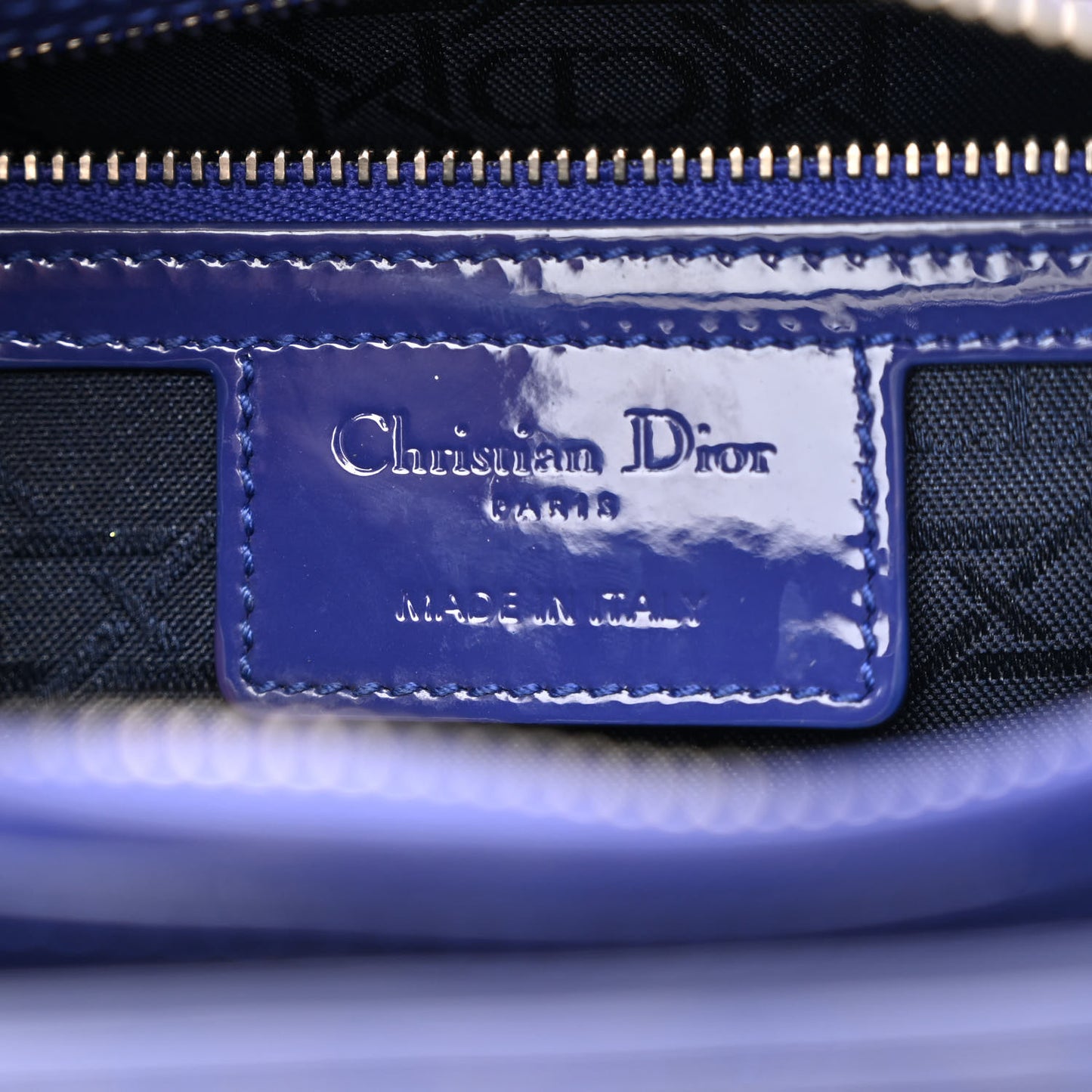 Patent Cannage Medium Lady Dior Blue
