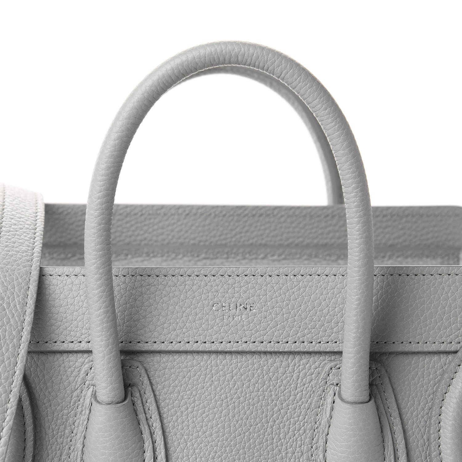 Celine Drummed Calfskin Nano Luggage Mineral 10 of 10
