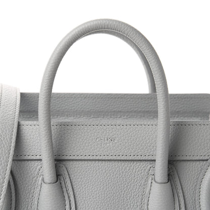 Celine Drummed Calfskin Nano Luggage Mineral 10 of 10