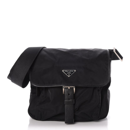 Prada Tessuto Nylon Single Buckle Messenger Bag Black 1 of 7