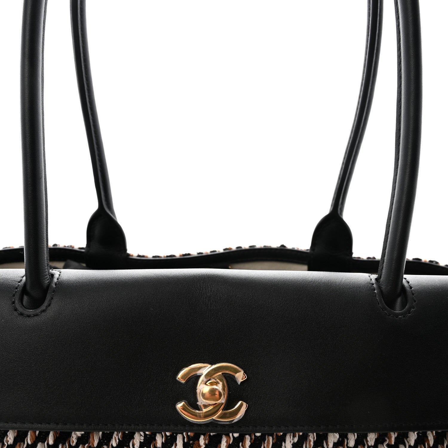 Chanel Tweed Calfskin Urban Essentials Small Shopping Bag Black Multicolor 8 of 10