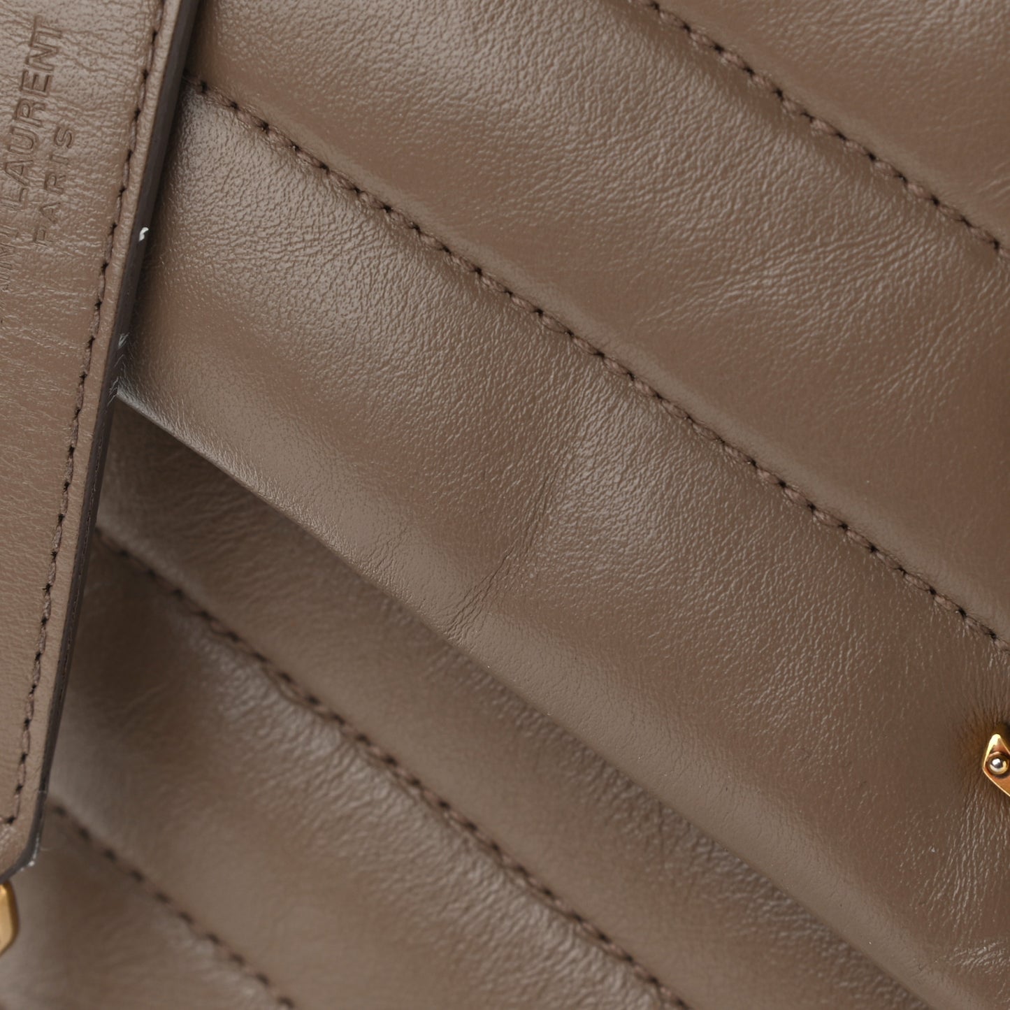 Calfskin Y Quilted Monogram Small Loulou Chain Satchel Taupe