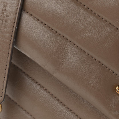 Saint Laurent Calfskin Y Quilted Monogram Small Loulou Chain Satchel Taupe 24 of 25