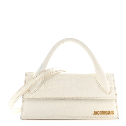 Jacquemus Calfskin Crocodile Embossed Le Chiquito Long White 1 of 13
