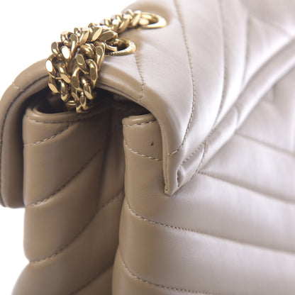 Saint Laurent Calfskin Y Quilted Monogram Medium Loulou Chain Satchel Dark Beige 7 of 10