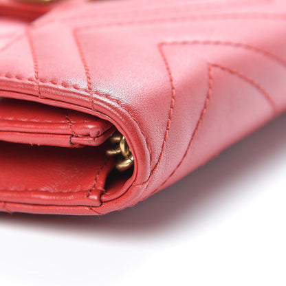 Gucci Calfskin Matelasse Mini GG Marmont Chain Wallet Hibiscus Red 11 of 16