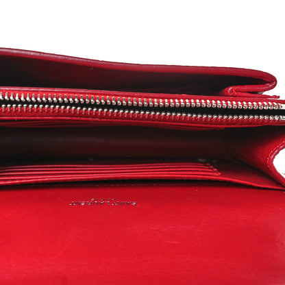 Saint Laurent Calfskin Crocodile Embossed Monogram Sunset Chain Wallet New Lipstick Red 4 of 9