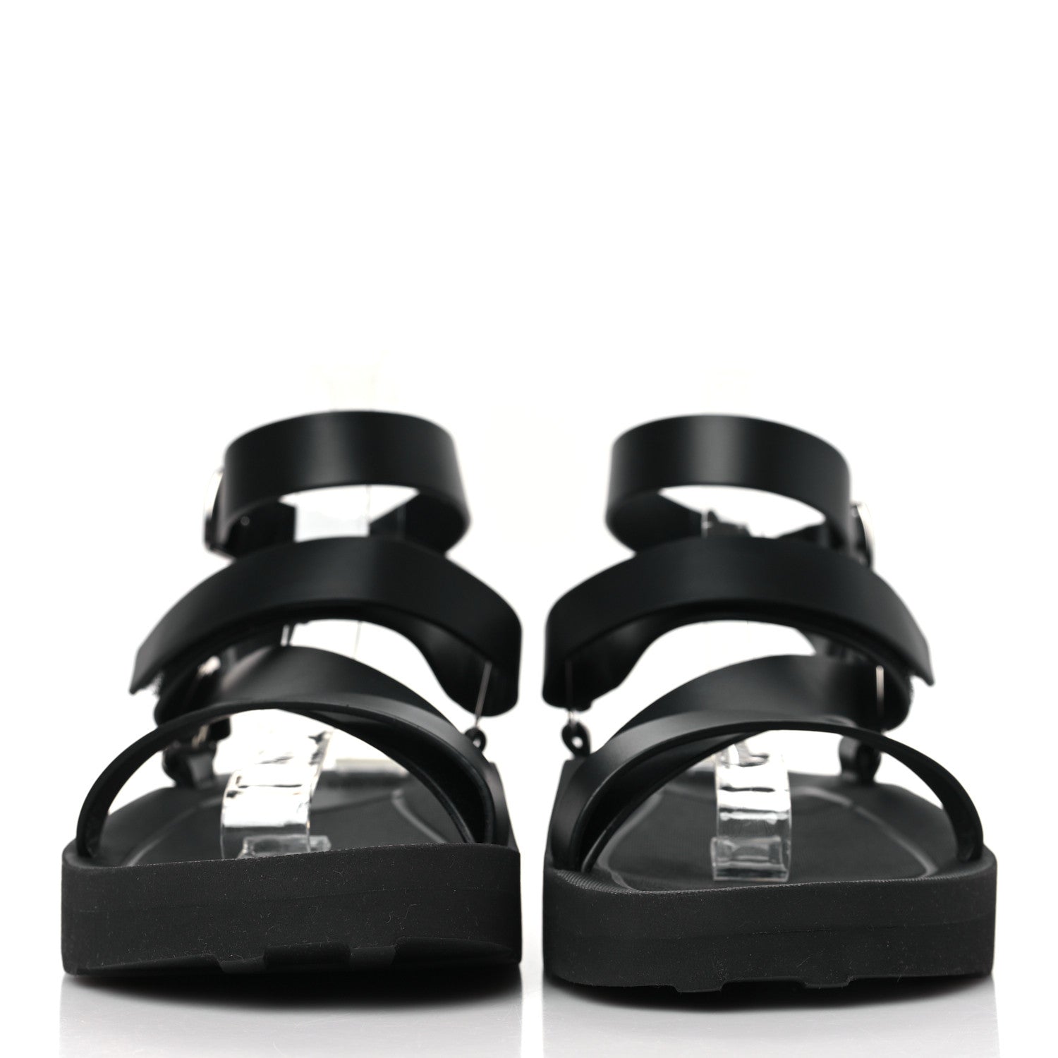 Hermes Calfskin Womens Galaxy Sandals 38.5 Black 2 of 8