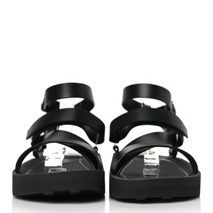 Hermes Calfskin Womens Galaxy Sandals 38.5 Black 2 of 8