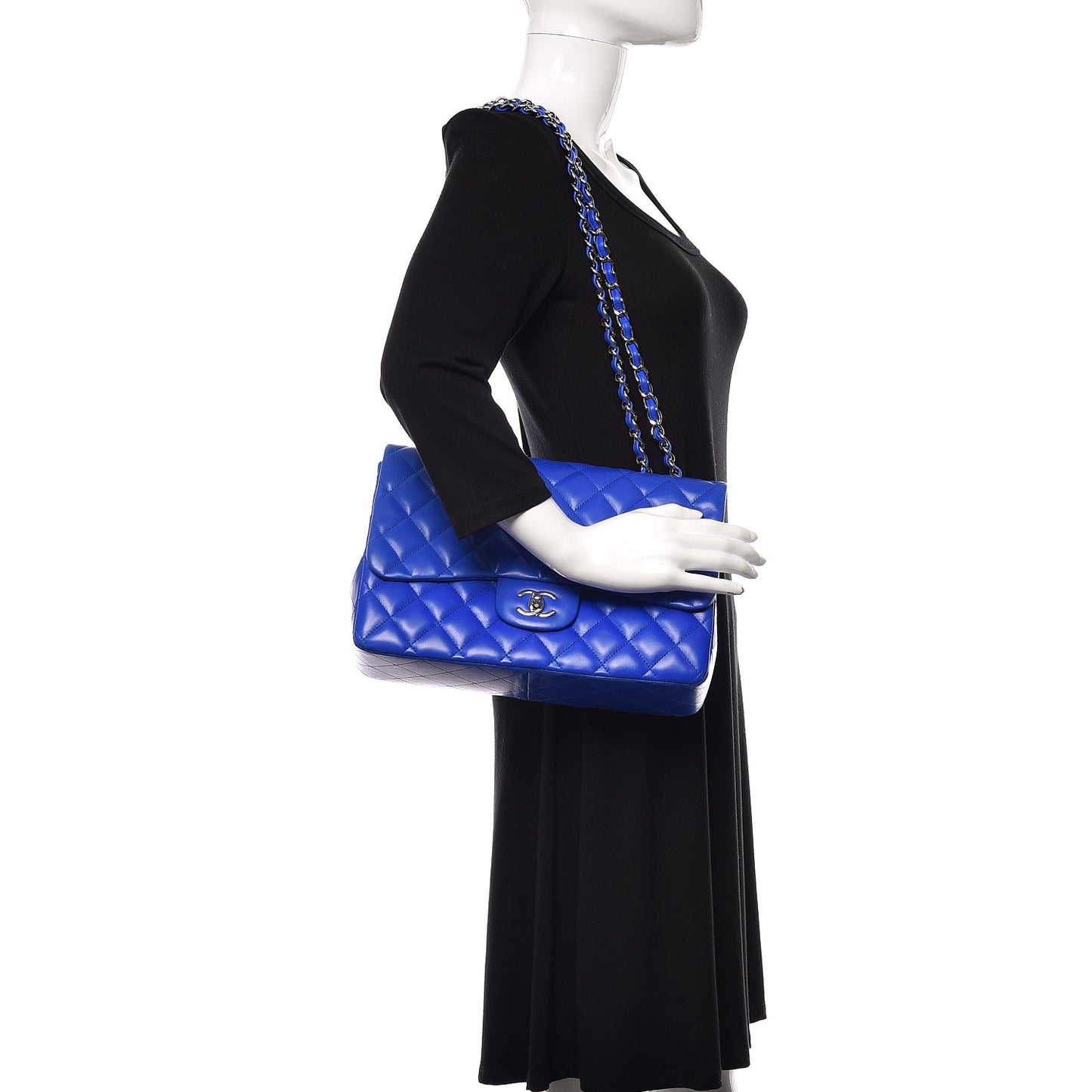 Lambskin Quilted Jumbo Single Flap Blue