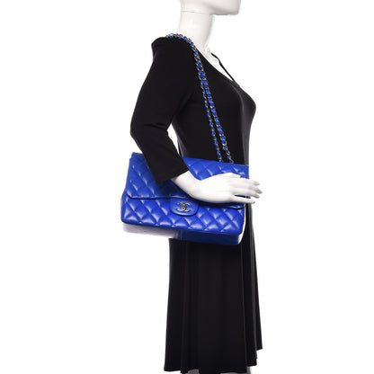 Chanel Lambskin Quilted Jumbo Single Flap Blue 2 of 15