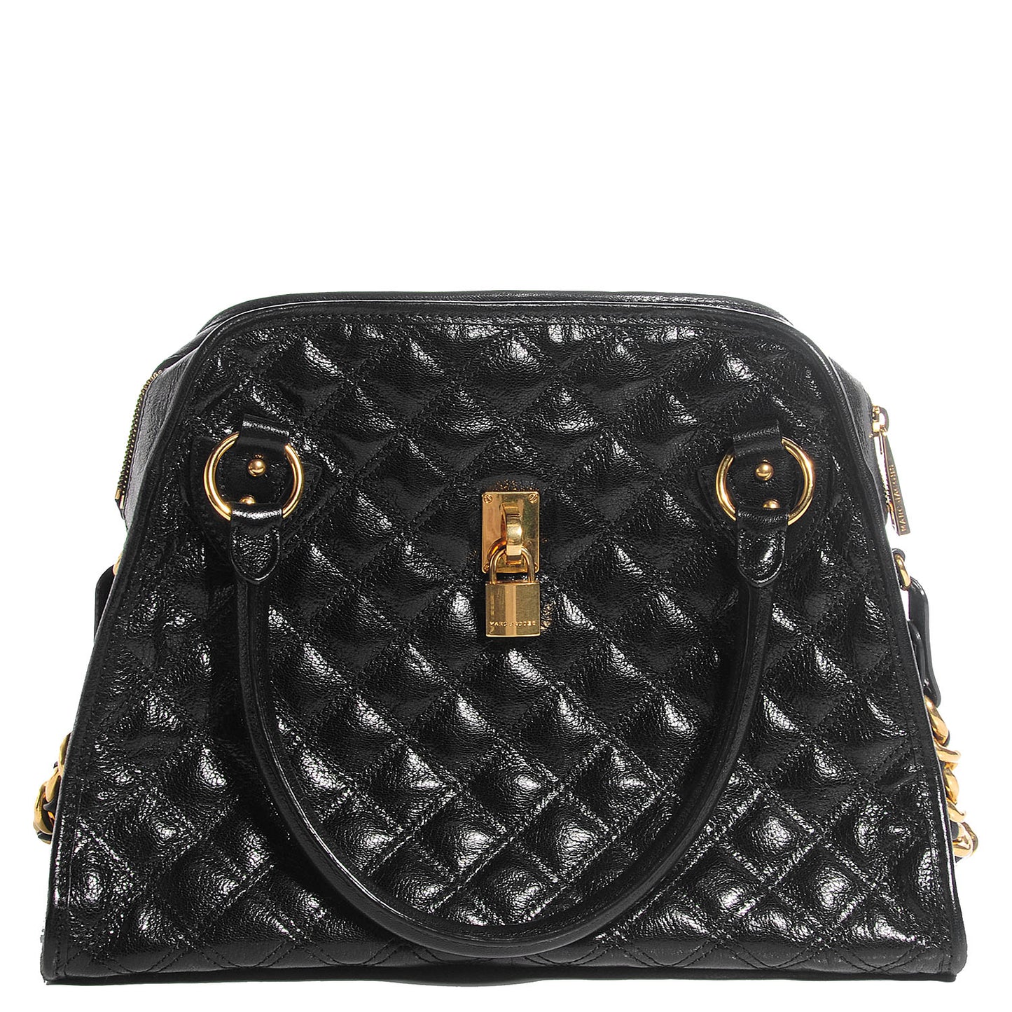 Lacquered Goatskin Quilting Class Satchel Black